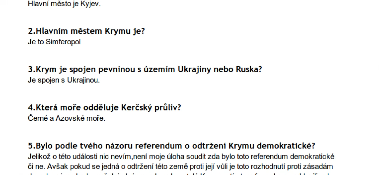 Projektová výuka k aktuálnímu dění - Učíme se o Krymu